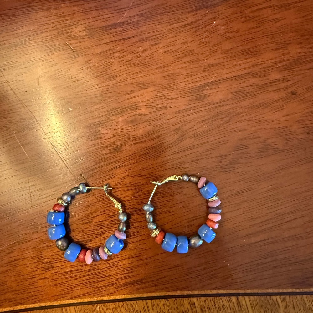 Mignonne Gavigan Blue and Pink Beaded Earrings